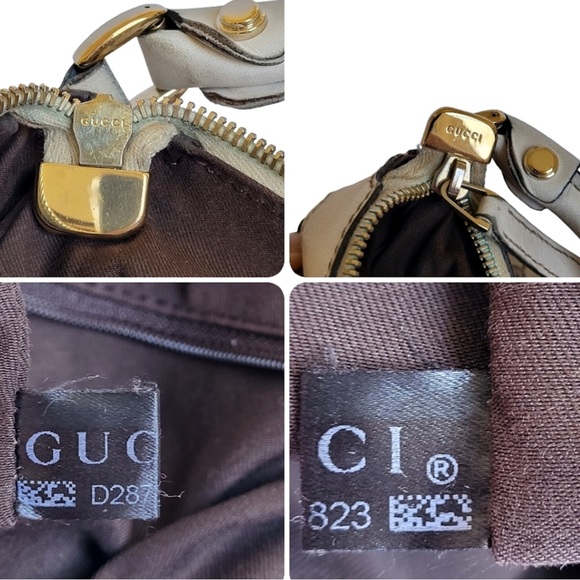 Gucci Abbey GG Canvas and Leather Hobo D Ring Bag Tan White - Picture 14 of 14